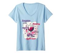 Women's Thinking About Wine Right Now Humorous Design V-Neck T-Shirt