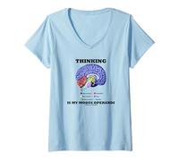 Womens Thinking is My Modus Operandi Human Brain V-Neck T-Shirt