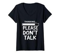 Women's Thinking… Please Don’t Talk Funny V-Neck T-Shirt