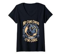 Women's Thinks I'm Cool Cane Corso Owner Dog Trainer Cane Corso V-Neck T-Shirt