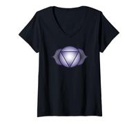 Women's Third Eye Chakra Symbol | Indigo Geometric Mandala Design V-Neck T-Shirt