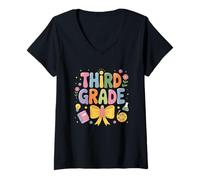 Womens Third Grade Bright School Elements V-Neck T-Shirt