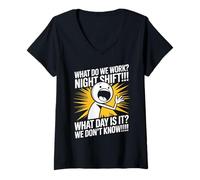 Women's Third Shift Worker What Day Night Shift V-Neck T-Shirt