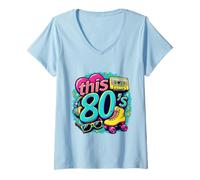 Women's This 80’s Bro Retro Cassette Roller Skates Party 80s Costume V-Neck T-Shirt