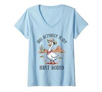 Womens This Actually Is My First Rodeo Country Life Funny Goose V-Neck T-Shirt