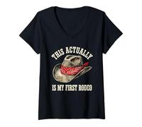 Women's This Actually is My First Rodeo Cowboy Western Rodeo V-Neck T-Shirt