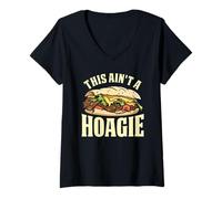 Womens This Ain't A Hoagie Funny Philly Cheesesteak Sandwich V-Neck T-Shirt
