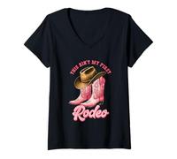 Womens This Ain't My First Rodeo Cowboy Boots Hat V-Neck T-Shirt