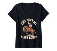 Womens This Ain't My First Rodeo Cowboy Spirit V-Neck T-Shirt