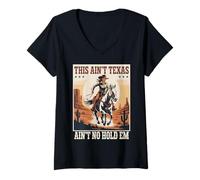 Womens This Ain't Texas Ain't No Hold Em T-shirt Cowgirl Girls V-Neck T-Shirt