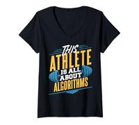 Womens This Athlete is All About Algorithms Coding Humor V-Neck T-Shirt