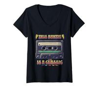 Womens This Auntie is A Classic Cassette Tape Retro Music Mixtape V-Neck T-Shirt