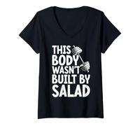 Womens This Body Wasn't Built by Salad Fitness Funny Saying Gym V-Neck T-Shirt