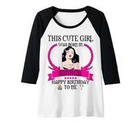 Womens This Cute Girl was Born in March Funny Mar Birthday Sis Lady Raglan Baseball Tee