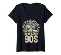 Women's This Generation Sucks Take Me Back to 90s Retro - V-Neck T-Shirt