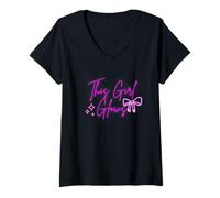 Womens This Girl Glows for Kids Tie Dye Bright Colors 80's and 90's V-Neck T-Shirt