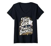 Womens This Girl is Finally Divorced Quote V-Neck T-Shirt