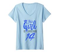 Womens This Girl is Officially 14 Old Birthday Years Age Her V-Neck T-Shirt