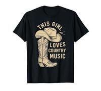 Womens This Girl Loves Country Music Western Cowgirl Concert T-Shirt