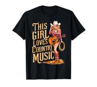 Womens This Girl Loves Country Music Western Cowgirl Concert T-Shirt