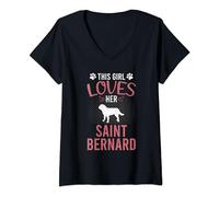 Womens This Girl Loves Her Saint Bernard Dog Lover V-Neck T-Shirt