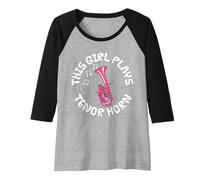 Womens This Girl Plays Tenor Horn, Female Brass Musician Raglan Baseball Tee