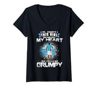 Women's This Girl Who Kinda Stole My Heart She Calls Me Grumpy Dad V-Neck T-Shirt