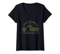 Women's This Granda is A Classic Funny Fathers Day Motorcycle Biker V-Neck T-Shirt