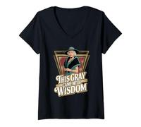 Womens This Gray Came with Wisdom Funny Senior Pro-Aging V-Neck T-Shirt