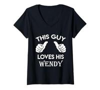 Womens This guy loves his WENDY gift valentine Anniversary 02t V-Neck T-Shirt