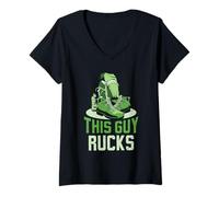 Women's This Guy Rucks Workout Rucksack Backpack Ruck Rucking V-Neck T-Shirt