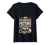 Womens This Human Factors Engineer Runs On Coffee V-Neck T-Shirt