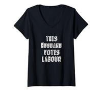 Women's This Husband Votes Labour - Pro Labour Pro Liberal UK V-Neck T-Shirt