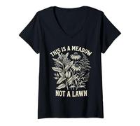 Women's This is A Meadow Not A Lawn Native Wildflower Gardening V-Neck T-Shirt