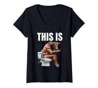 Womens This is Bullshit Bull Crap Bullcrap Funny Cow Toilet V-Neck T-Shirt