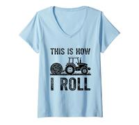 Women's This is How I Roll Funny Farmer Tractor Driver V-Neck T-Shirt