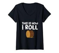 Womens This is How I Roll Hay Bale Farming Gift V-Neck T-Shirt