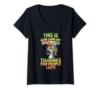 Womens This is How Long My Tolerance for People Lasts Meme Rasta V-Neck T-Shirt