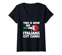 Womens This is How We Italian Cut Carbs Cutting Pizza Lover V-Neck T-Shirt
