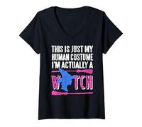 Womens This is Just My Human Disguise I'm Secretly A Witch V-Neck T-Shirt
