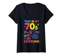 Womens This is My 70s Costume Funny for 80s 90s Party V-Neck T-Shirt