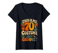 Women's This is My 70's Costume Let's Groove Retro Disco Humor Art V-Neck T-Shirt
