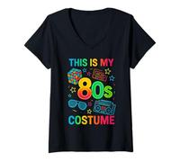Womens This is My 80s Costume Funny for 90s 70s Party V-Neck T-Shirt