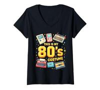 Womens This Is My 80's Costume Nostalgic Fun Times Graphic V-Neck T-Shirt