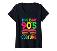 Womens This is My 90s Costume Funny for 80s 70s Party V-Neck T-Shirt