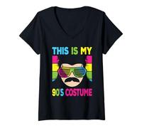 Womens This Is My 90's Costume Men 1990s 90s Outfit Disco Party V-Neck T-Shirt