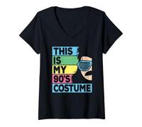 Womens This Is My 90's Costume Men 1990s 90s Outfit Disco Party V-Neck T-Shirt