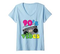 Womens This Is My 90s Costume Retro 80s Music Theme Party Nineties V-Neck T-Shirt