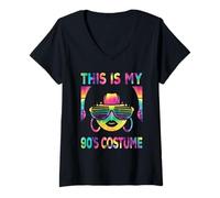 Womens This Is My 90's Costume Women 1990s 90s Outfit Disco Party V-Neck T-Shirt