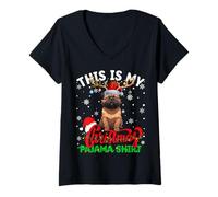 Womens This is My Brussels Griffon Ugly Christmas Pajama Sweater V-Neck T-Shirt